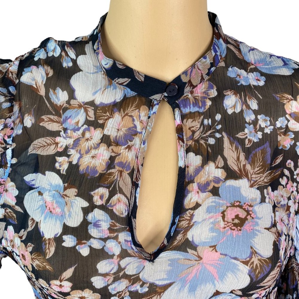 Baum Und Pferdgarten Mertrice Blue Floral Silk Blouse Womens SZ 6 - Picture 9 of 16